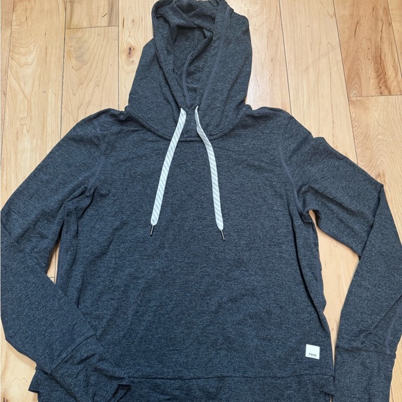 Vuori Charcoal Hoodie with White Drawstrings - Picture 1 of 2